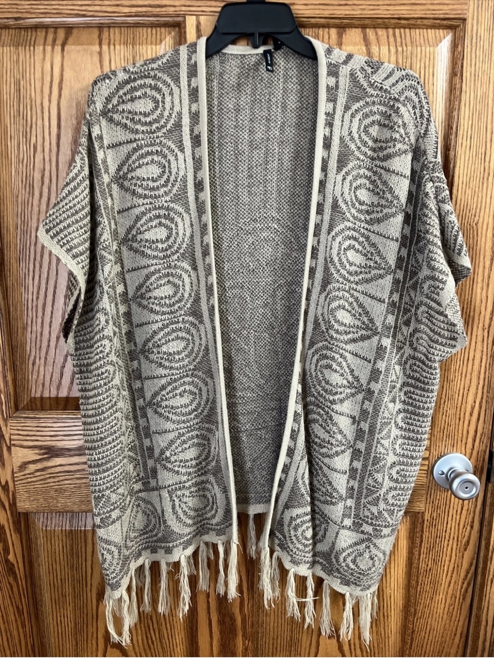 new directions Neutral Knit Open Cardigan in Beige